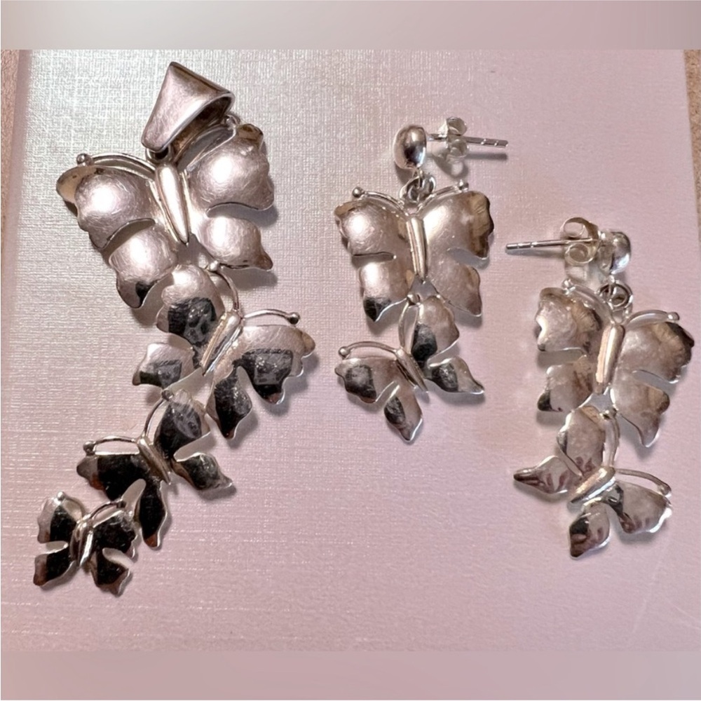 Anthropologie Silver Butterfly Jewelry Set